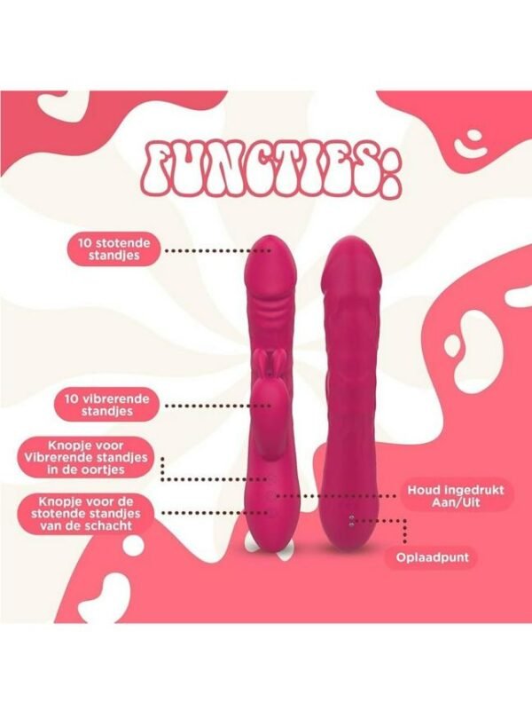 Rabbit Ears Waterproof Silicone Penis Shape Vibrator - Image 8