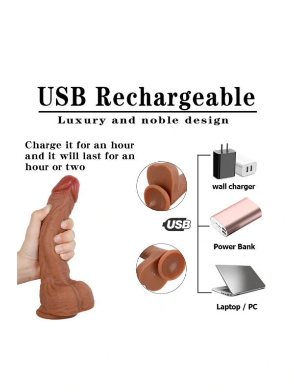 Heating Thrusting Dildo with Remote Control, 8.67 inch/1.89 inch - Image 6