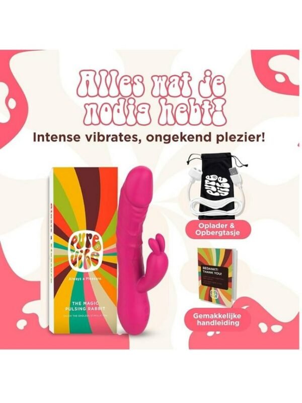 Rabbit Ears Waterproof Silicone Penis Shape Vibrator - Image 6