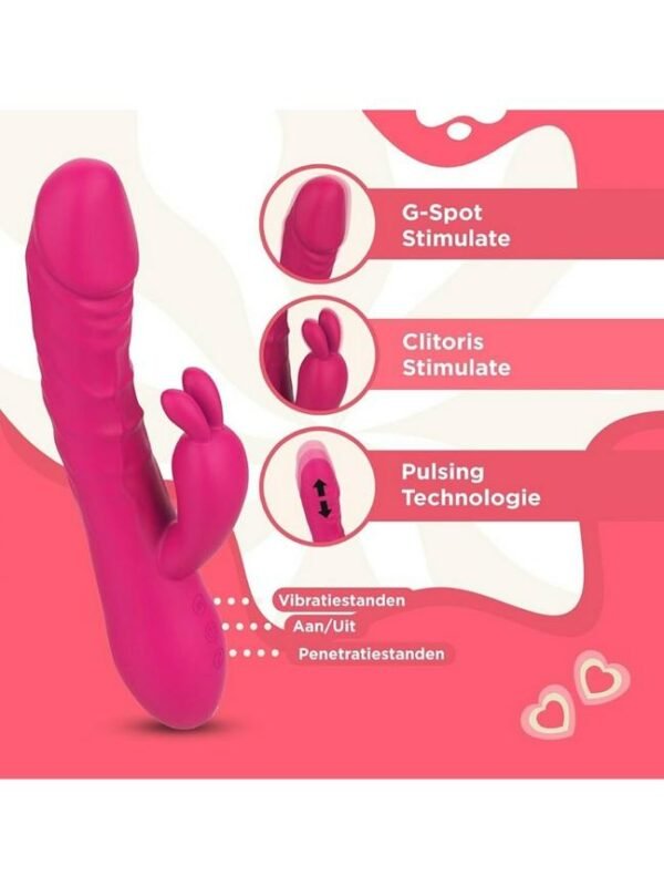 Rabbit Ears Waterproof Silicone Penis Shape Vibrator - Image 5