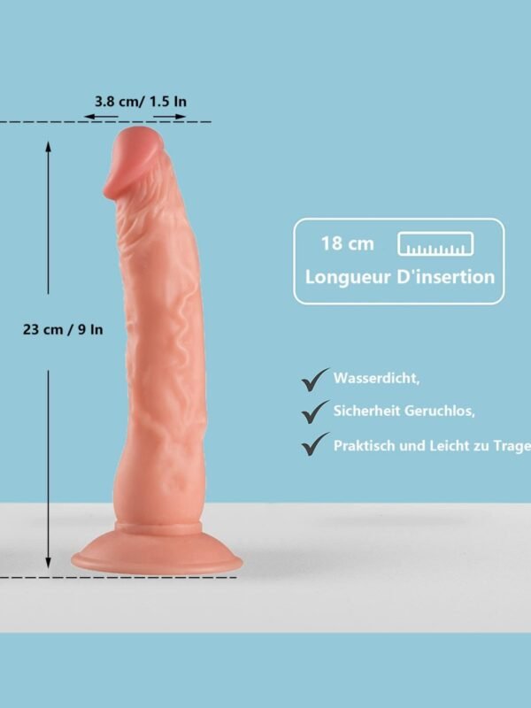 23 cm Strap-On Dildo for Women, SM Masturbator with Adjustable Harness, Removable Butt Plug for Women, Men and Couples (Flesh Colours) - Image 7