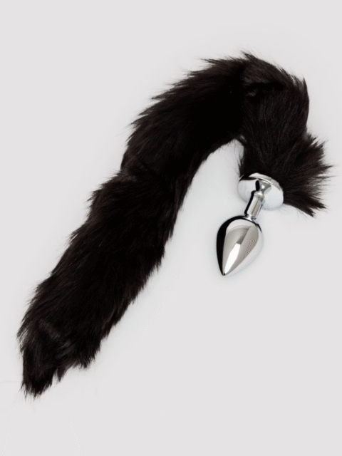 Ouch! Black Faux Fur Fox Tail Metal Butt Plug