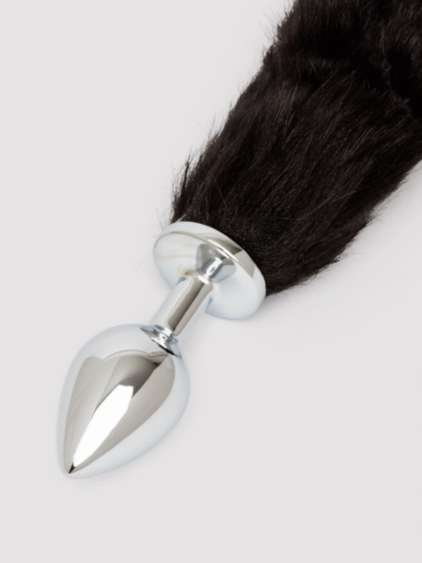 Ouch! Black Faux Fur Fox Tail Metal Butt Plug - Image 4