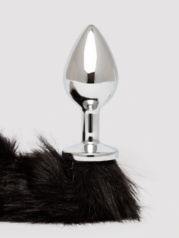 Ouch! Black Faux Fur Fox Tail Metal Butt Plug - Image 3