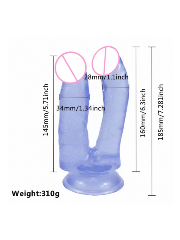 7.1in Double Headed Black Dildo With Sucker Anal Sex Toy For Women - Image 3