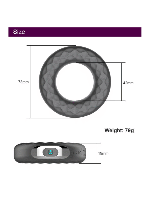 Cock Ring Erection Ball Clitoral Vibrator, Silicone Cock Ring 10 Vibration Modes Rechargeable Mode - Image 3