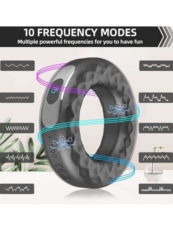 Cock Ring Erection Ball Clitoral Vibrator, Silicone Cock Ring 10 Vibration Modes Rechargeable Mode - Image 7