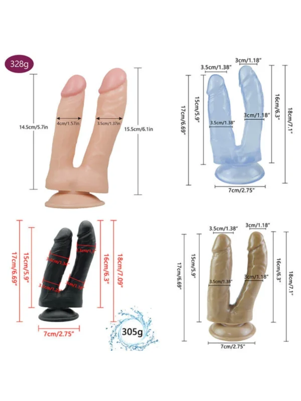 7.1in Double Headed Black Dildo With Sucker Anal Sex Toy For Women - Image 9